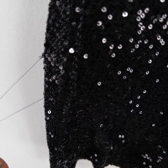 ASTR The Label Dress Womens Large Black All Over Sequins Draped Back Party Club - Picture 3 of 10